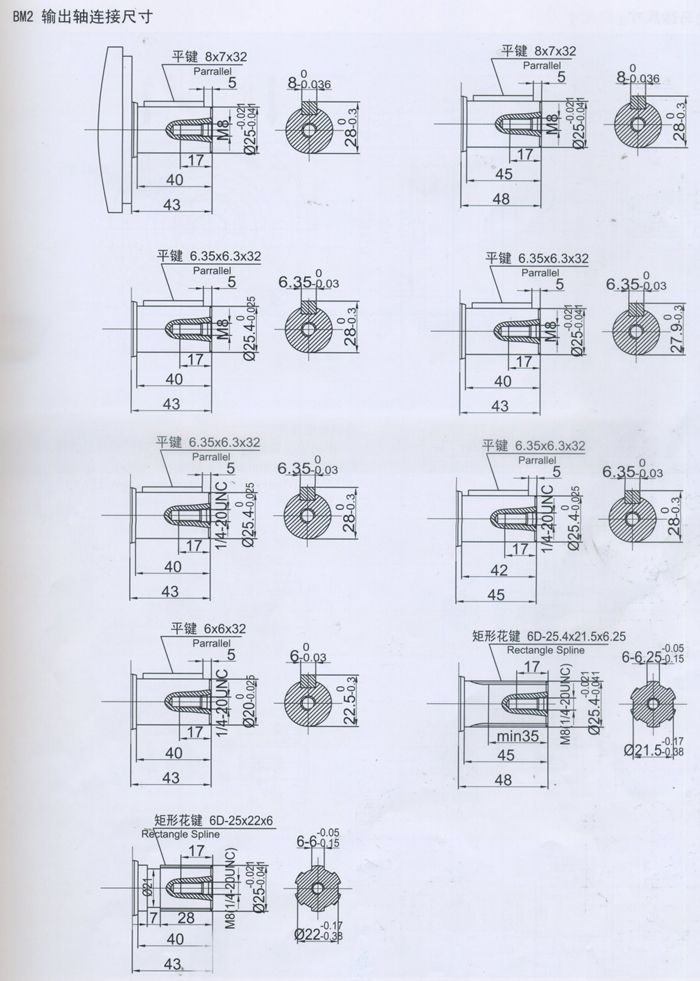 BM2擺線(xiàn)液壓馬達(dá)輸出軸連(lián)接尺(chǐ)寸