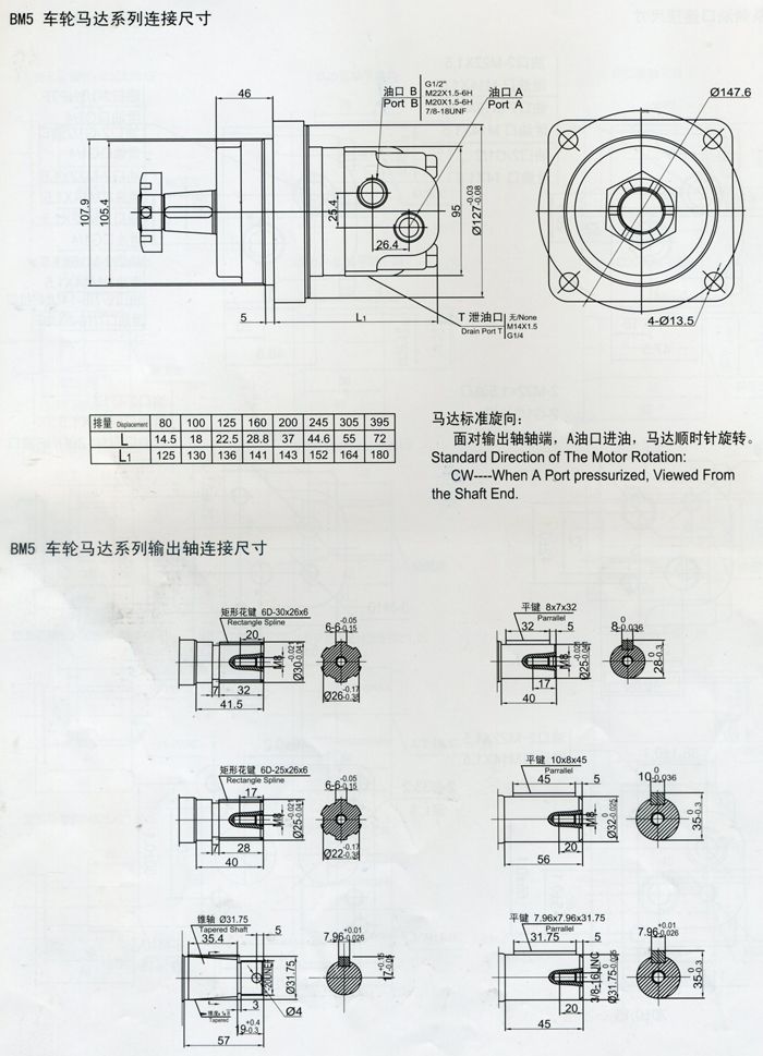 BM5擺線液壓馬達連接尺(chǐ)寸