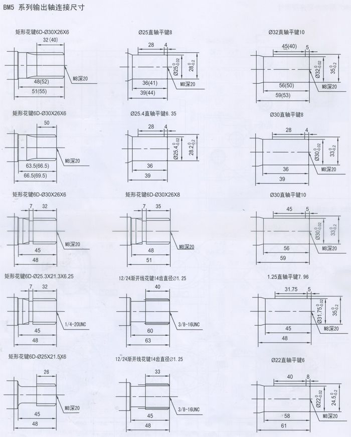 BM5擺線液壓(yā)馬(mǎ)達輸出軸連接尺寸