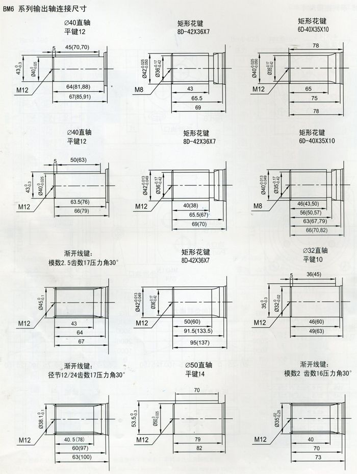 BM6擺線(xiàn)液壓馬達輸(shū)出(chū)軸連接尺寸